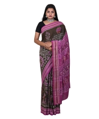 Dark olive pink colour handwoven cotton saree