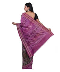 Dark olive pink colour handwoven cotton saree