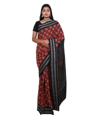 Red black colour handwoven cotton saree