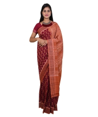 Maroon brown colour handwoven cotton saree