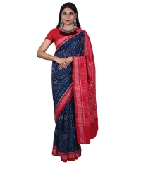 Aegean red colour handwoven cotton saree