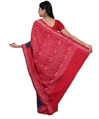 Aegean red colour handwoven cotton saree