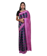 Pink green colour handwoven cotton saree