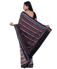 Gray black colour handwoven cotton saree