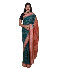 Green brown colour handwoven cotton saree