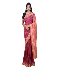 Maroon brown colour handwoven cotton saree