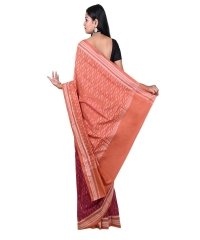 Maroon brown colour handwoven cotton saree