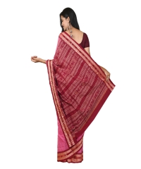 Pink maroon colour handwoven cotton saree