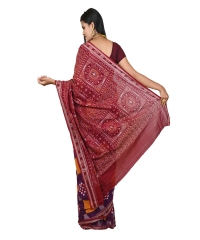 Purple maroon yellow colour handwoven cotton saree