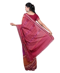 Pink brown colour handwoven cotton saree