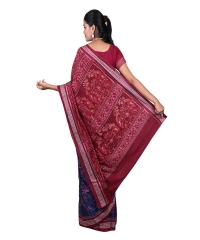 Navy blue maroon colour handwoven cotton saree