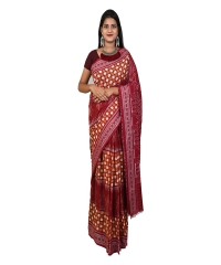 Maroon brown colour handwoven cotton saree