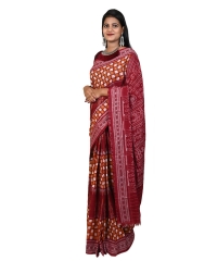 Maroon brown colour handwoven cotton saree