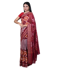 maroon gray colour handwoven cotton saree