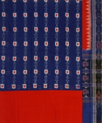 Navy blue red colour handwoven cotton suit piece