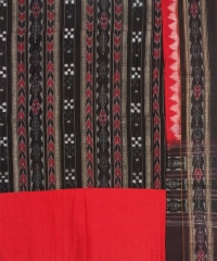 Black red colour handwoven cotton suit piece