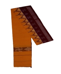 Orange maroon colour handwoven cotton gamuchha