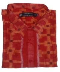 Red colour handwoven cotton half shirt