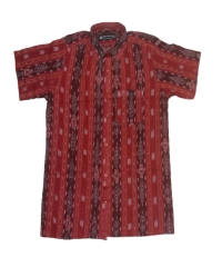 Red colour handwoven cotton half shirt