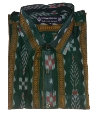 Green colour handwoven cotton half shirt