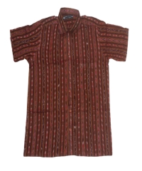 Maroon colour handwoven cotton half shirt