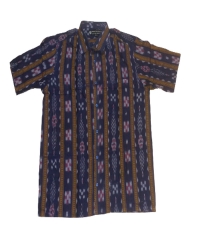 Blue colour handwoven cotton half shirt
