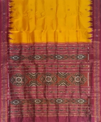 Yellow pink colour handwoven khandua saree