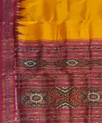 Yellow pink colour handwoven khandua saree