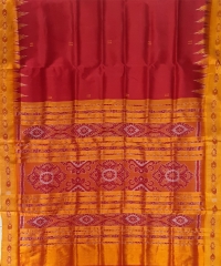 Red yellow colour handwoven khandua silk saree