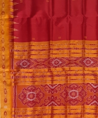 Red yellow colour handwoven khandua silk saree