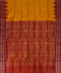 Yellow red colour handwoven khandua silk saree