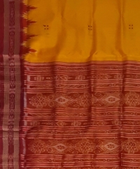 Yellow red colour handwoven khandua silk saree