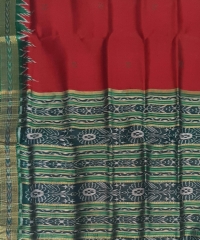 Maroon green colour handwoven khandua silk saree