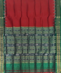 Maroon green colour handwoven khandua silk saree