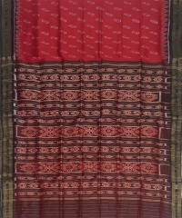 Red black colour handwoven khandua silk saree