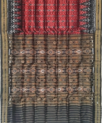 Maroon black colour handwoven khandua silk saree