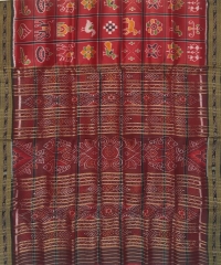 Red colour handwoven khandua silk saree