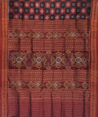 Red black colour handwoven khandua silk saree