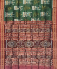 Green red colour handwoven khandua silk saree