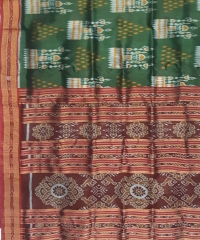 Green red colour handwoven khandua silk saree