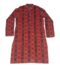 Red colour handwoven cotton kurta