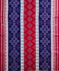 Blue red colour handwoven cotton saree