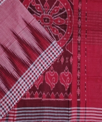 Creamy pink red colour handwoven cotton saree