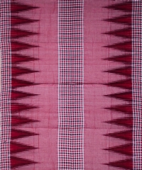 Creamy pink red colour handwoven cotton saree