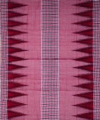 Creamy pink red colour handwoven cotton saree