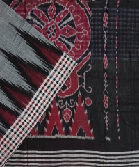 Gray black  colour handwoven cotton saree