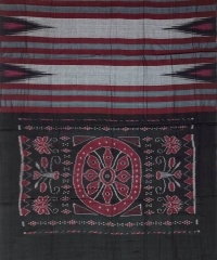 Gray maroon colour handwoven cotton saree