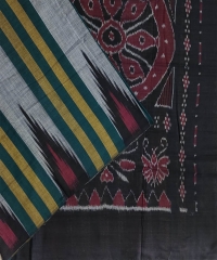 Gray green colour handwoven cotton saree