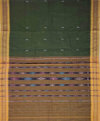 Olive green colour handwoven cotton saree