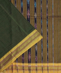 Olive green colour handwoven cotton saree